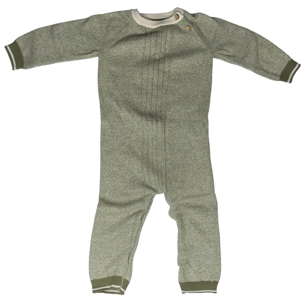 Cat &‎ Jack Baby Boys Marled Knit Green Long Sleeve Romper Size 18 Months